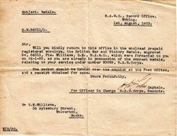 Letter regarding the return of medals