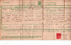 Marriage Certificate for Samuel Edwin Williams and Lily Elizabeth Kettless