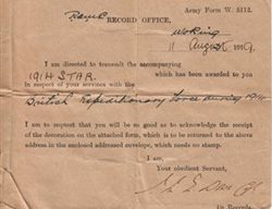 1914 Star delivery notice Army Form W 5112