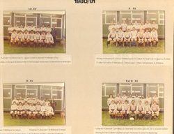 Four framed team photographs of the 1980-81 season:, 1st XV, A XV, B XV, Ext B XV