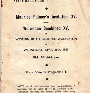 Wolverton Rugby Club Programme No. 645 for Maurice Palmer's Invitation XV versus Wolverton Combined XV