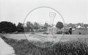 Photograph of Bradwell Abbey farm and farmlands Old Bradwell (1971).