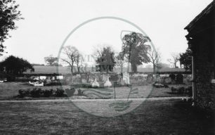 Photograph of Old Bradwell graveyard and fields (1971).