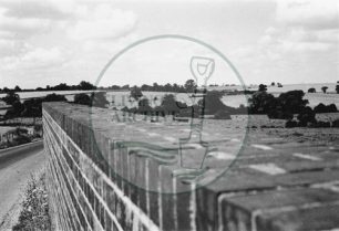 Photograph of fields taken from railway bridge at Old Bradwell (1971).