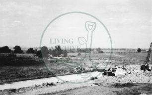 Photograph of building site alongside A5 road at Stony Stratford (1971).