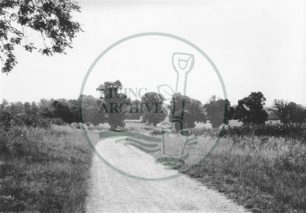 Photograph of country lane looking towards Woughton (1971).