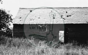 Photograph of derelict barn in field site of Coffee Hall (1971).