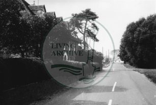 Photograph of Milton Keynes Village road towards pub (1971).