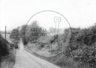 Photograph of country lane between Great Linford and Woolstone (1971).