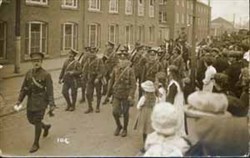Soldiers marching outside McCorquodales Wolverton.