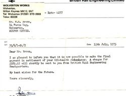 British Rail Engineering letter about redundancy.