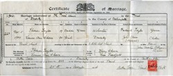 Certificate of Marriage between Thomas Taylor and Louisa Ann Chown.