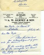 Letter from A.W  Gurney and son in envelope.