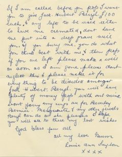 Letter from Louisa Taylor.