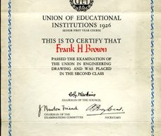 Union of Educational Institutions certificate 1926.