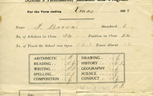 School Report to Parents Xmas 1919.