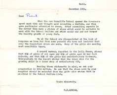 Letter from the Radcliffe School.
