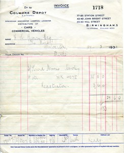 Invoice for a car.
