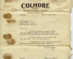 Letter to Mr. Brown from Colmore depot.