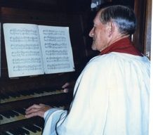 Frank Brown playing the organ in St  Georges Church.