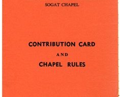 Contribution card and Chapel rules for the Society of Graphical and Allied Trades, Wolverton Branch.