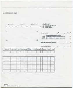 Classification copy sheet.