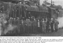 The last steam engine to leave Bletchley Loco shed on July 5th 1965  (Accession Ref: RWS/P/142.).