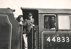 Changing crews on the Royal Train - Stanier engine no. 44833 c. 1950s.