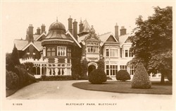 Postcard of  Bletchley Park mansion c1950s.   Illustrative photograph supplied by kind permission of Bletchley Community Heritage Initiative (Accession Ref: BLE/P/3981).