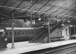 Bletchley station platform 4 and Wymans bookstall c. 1950.   (Accession Ref: RWS/P/091).