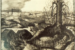 Slide of a drawing of a trench scene