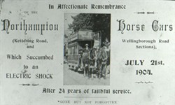 Slide of a notice 'In Affectionate Remembrance of the Northampton Horse Cars'