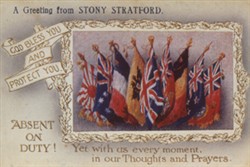 Slide of a postcard from Stony Stratford