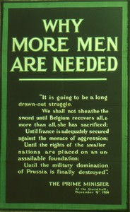 Slide of a recruitment poster 'Why more men are needed'