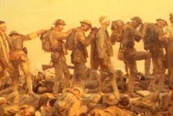 Slide of a painting of wounded soldiers