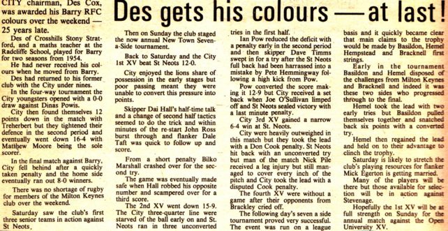 'Des gets his colours - at last'