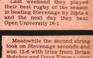 A further report of results against Stevenage and the Open University