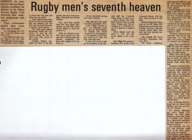 'Rugby men's seventh heaven'