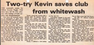 'Two Try Kevin Saves Club From Whitewash'