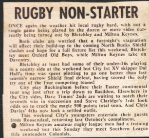 'Rugby Non-starter';  'Cancellation of matches due to weather'