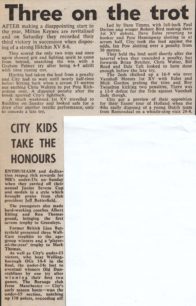 'Three on the trot'; 'City  kids take the honours'