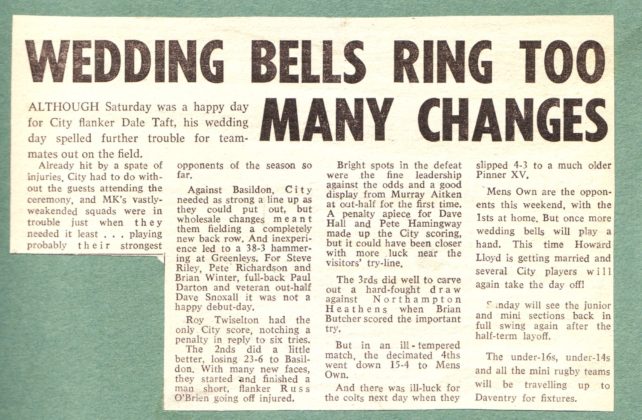 Wedding bells ring too many changes';
