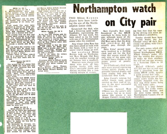 'Northampton watch on City pair'; Rugby roundup