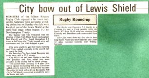 'City bow out of Lewis Shield'; 'Silly try swings the game'