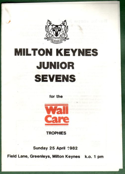 Milton Keynes Junior Sevens for the Wall Care Trophies April 1982