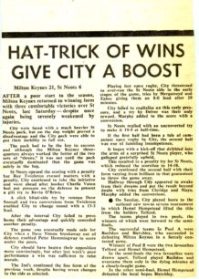 'Hat- Trick of Wins Give City  A Boost'