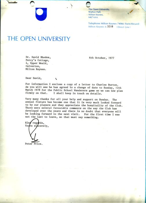 Letter from peter Price