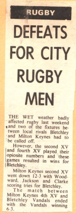 'Defeats For City Rugby Men' against Bletchley