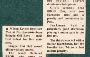 'Rugby Union Round Up';
'Milton Keynes  shared the honours ?'