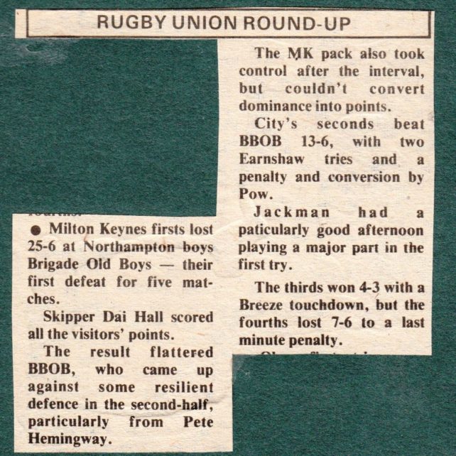 'Rugby Union Round Up';